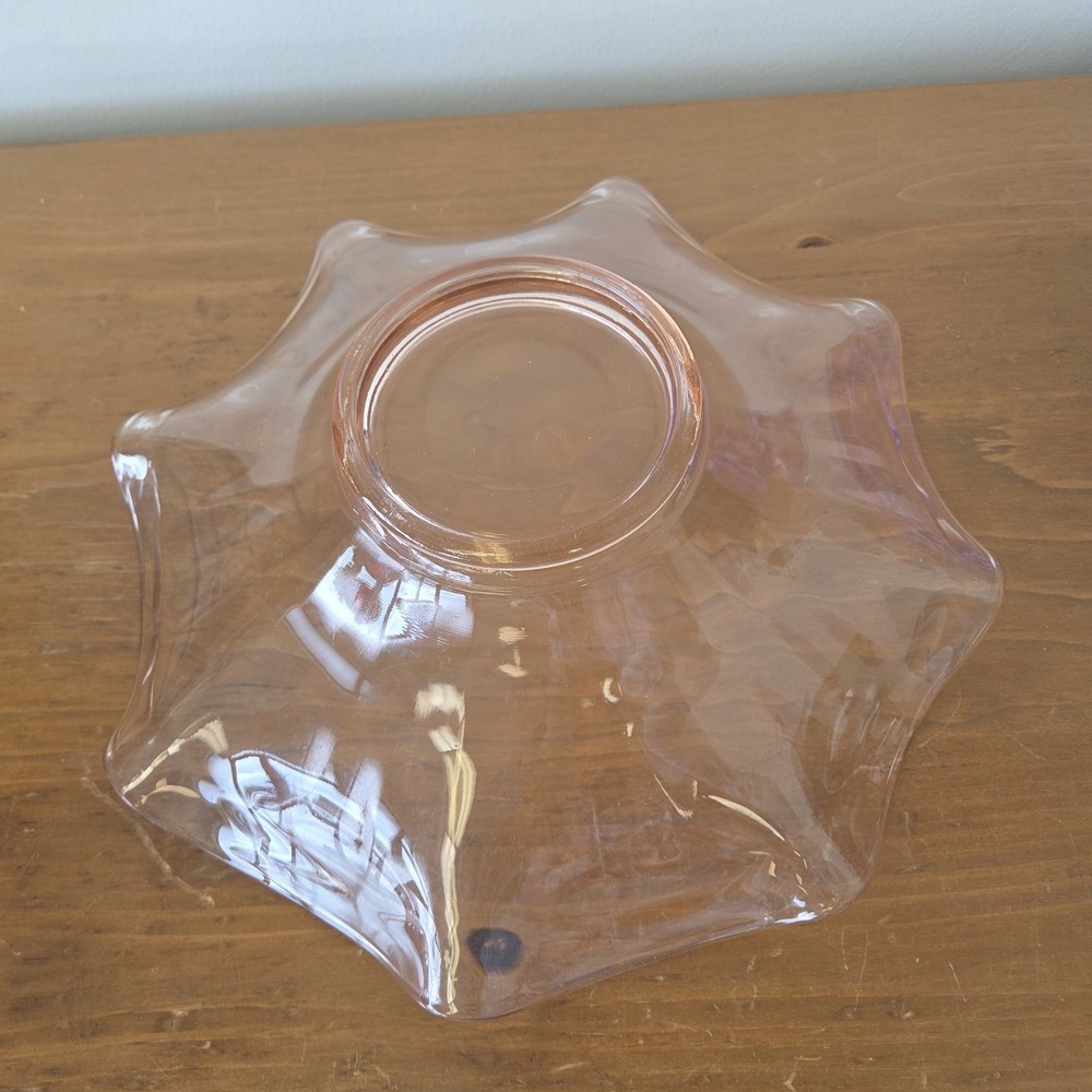 Pink Depression Glass Ruffle Rim Large Bowl 4378B - Picture 6 of 6